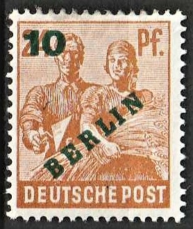 FRIMÆRKER VESTBERLIN: 1949 | AFA 65 | Provisorier. - 10/24 pf. brun - Ubrugt